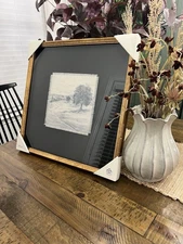 18"x18" Square Matte Black Landscape Framed Wall Art - Hearth & Hand NEW