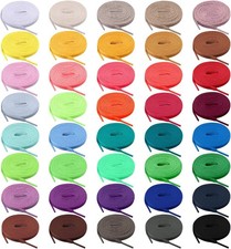 Flat Shoelaces 130cm x 8mm 40 Colours Polyester Nylon Trainers Shoes Boots NEW