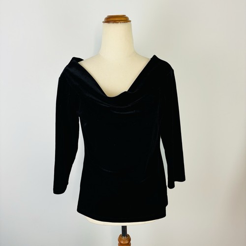 Carla Zampatti Vintage Blouse Velvet Off Shoulder Designer Top Size Medium