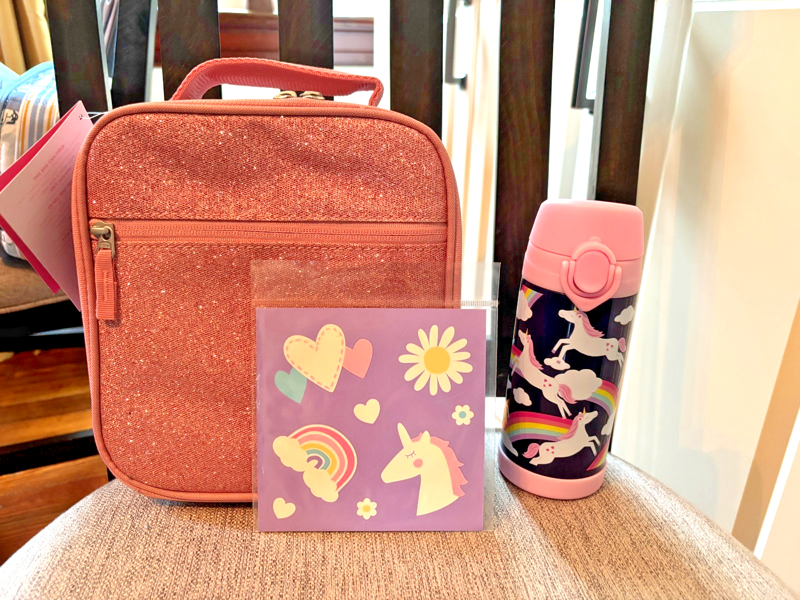 PONY Borsa Pottery Barn scuola Disney glitter PRANZO ACQUA unicorno ragazza viaggio pre k?.