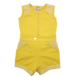 Vintage 70s Retro Kmart Romper Yellow Front Zip Jumper Girl's Size 7