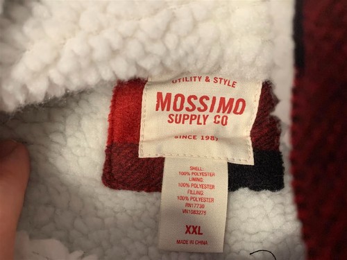 Chaqueta con Capucha MOSSIMO Rojo/Negro Búfalo a Cuadros Vellón Cremallera (Forrada de Piel de Oveja) XXL - Imagen 3 de 5