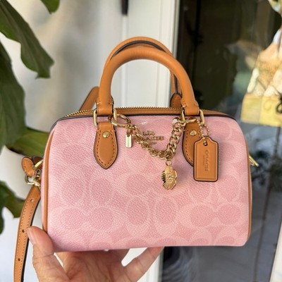 Coach Mini Rowan Crossbody Bag In Signature With Charms Powder