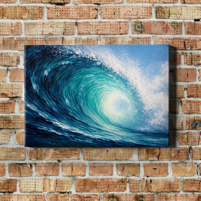 Abstract Blue Ocean Wave Canvas Painting Seascape Landscape Wall Art Decor