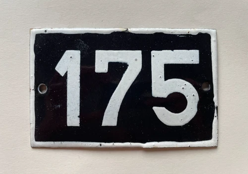 Vintage Enamel Porcelain House Number 175 Door Sign Dark Blue (almost Black)