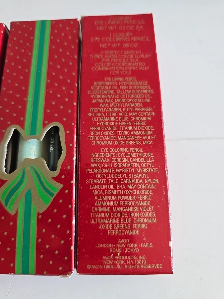 VTG Avon NOS Lot Of 11 1988 Holiday Eyes Gift Kit Liner Coloring Pencil Set Of 3 - Image 3 of 4