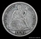 FINE 1891-O SEATED LIBERTY DIME F+  10c   (BC1)