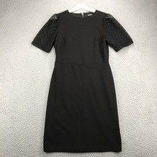 EXPRESS Dress Womens Size SMALL Black Short Crochet Lace Sleeve Sheath Dress