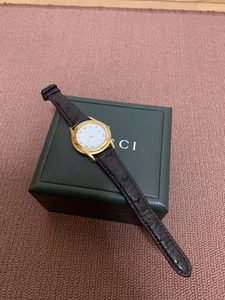 Gucci 5400M Ceinture Analogique Quartz Homme Rare, Fiable Cuir Véritable Vintage 138163