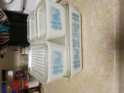 Vintage Pyrex Butterprint Refrigerator Dishes Complete Ser With Lids