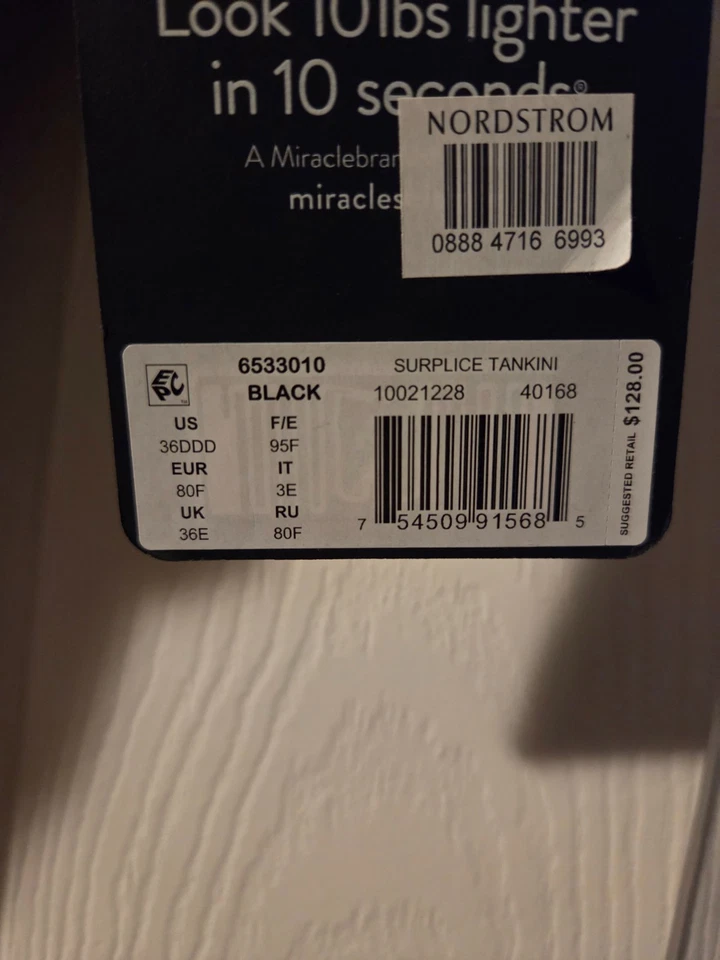 Camiseta de baño Tankini Miraclesuit NEGRO Surplice con aros, EE. UU. 36DDD UK 36E EUR 80F Foto 4 de 4