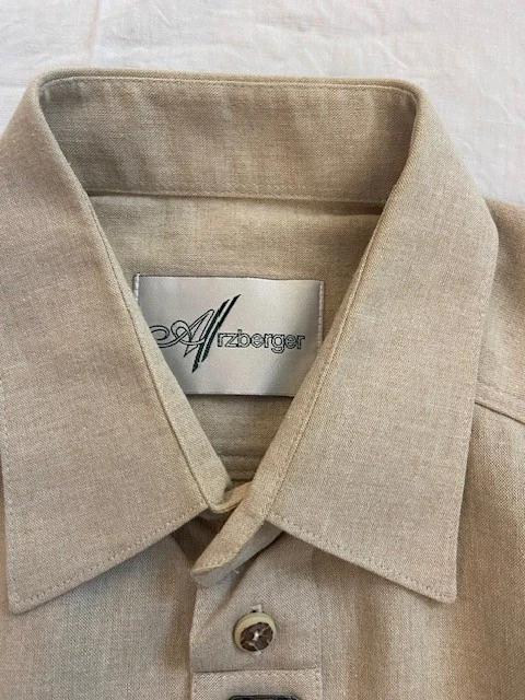 Arzberger Herrenhemd Gr.41 Beige Trachtenhemd Vintage Baumwolle XL - Bild 3 von 4