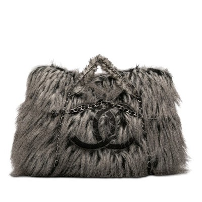 Chanel Faux Fur Arctic Fantasy Tote Pre-Loved Gray