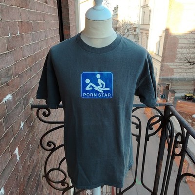 Vintage Pornostar Clothing Europe sunfaded Made in USA Shirt Gr. L 00's y2k