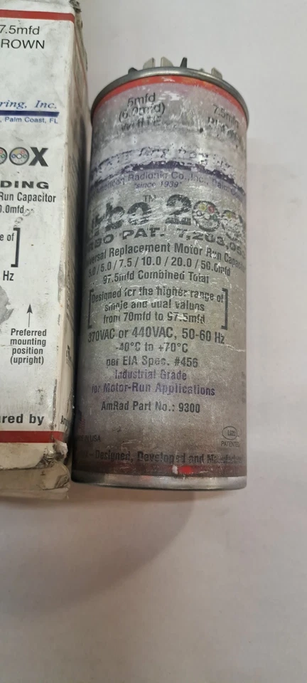 Turbo 200X универсальный сменный конденсатор для запуска двигателя, 370/440 В переменного тока - Изображение 4 из 4