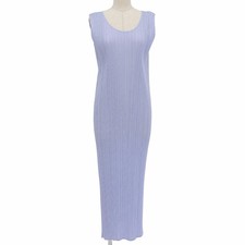 PLEATS PLEASE Ladies Dress Issey Miyake Maxi Sleeveless Light Purple Japan