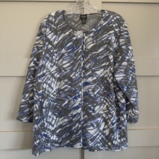 Chico  s Travelers Collection Watercolor Applique Jacket Women  s Sz 3 XLarge/16
