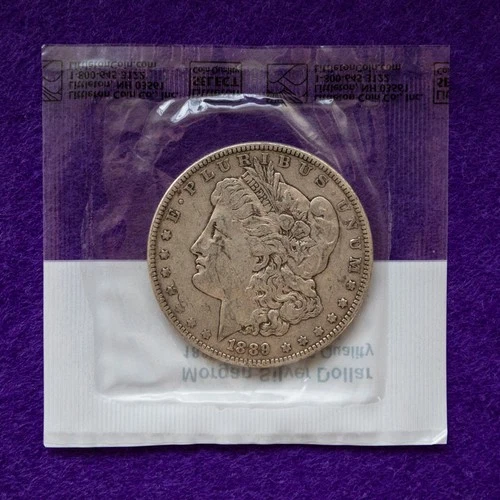 New Listing1889 P Morgan Silver Dollar 90% Silver VF Very Fine Littleton Coin Co Package