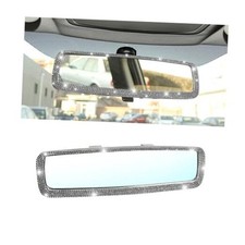 Bling Car Rearview Mirror, Decorations Rear View Mirror with Crystal Black