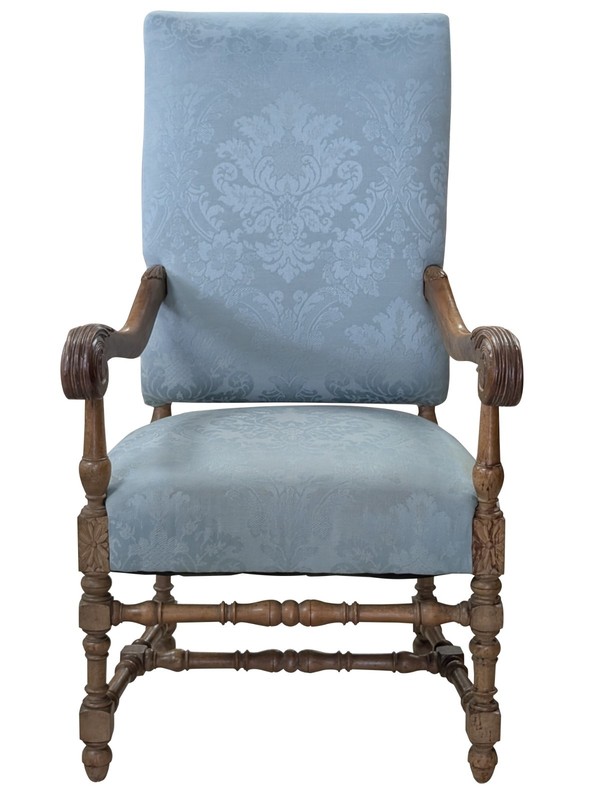 Vintage Louis XIII Style Armchair​, Blue, 45.5″H, PA6786JH