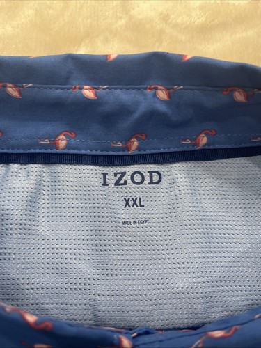 IZOD Button Up Men’s Shirt All Over Print Pink Flamingo Design AOP XXL 2XL - Picture 2 of 3