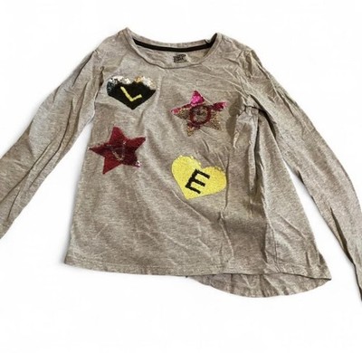 Girls 100 Cotton Spotted zebra Brand Long Sleeve Gray Top Sequins Size XL 12 Yrs