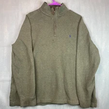 Polo Ralph Lauren Quarter Zip Sweater Men's Size XL Green Pullover Cotton