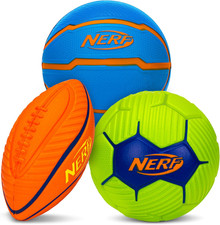 Nerf Mini Foam Sports Ball Set - Foam Football, Soccer Ball Basketball Soft Sp