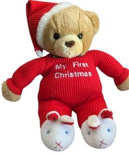 VtG Soft Dreams Teddy Bear My First Christmas Waffle Knit Red Pjs Bunny Feet