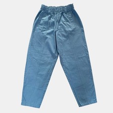 Vintage Cherokee Cotton Paperbag Waist Tapered mom Pants 14 Petite Blue USA made