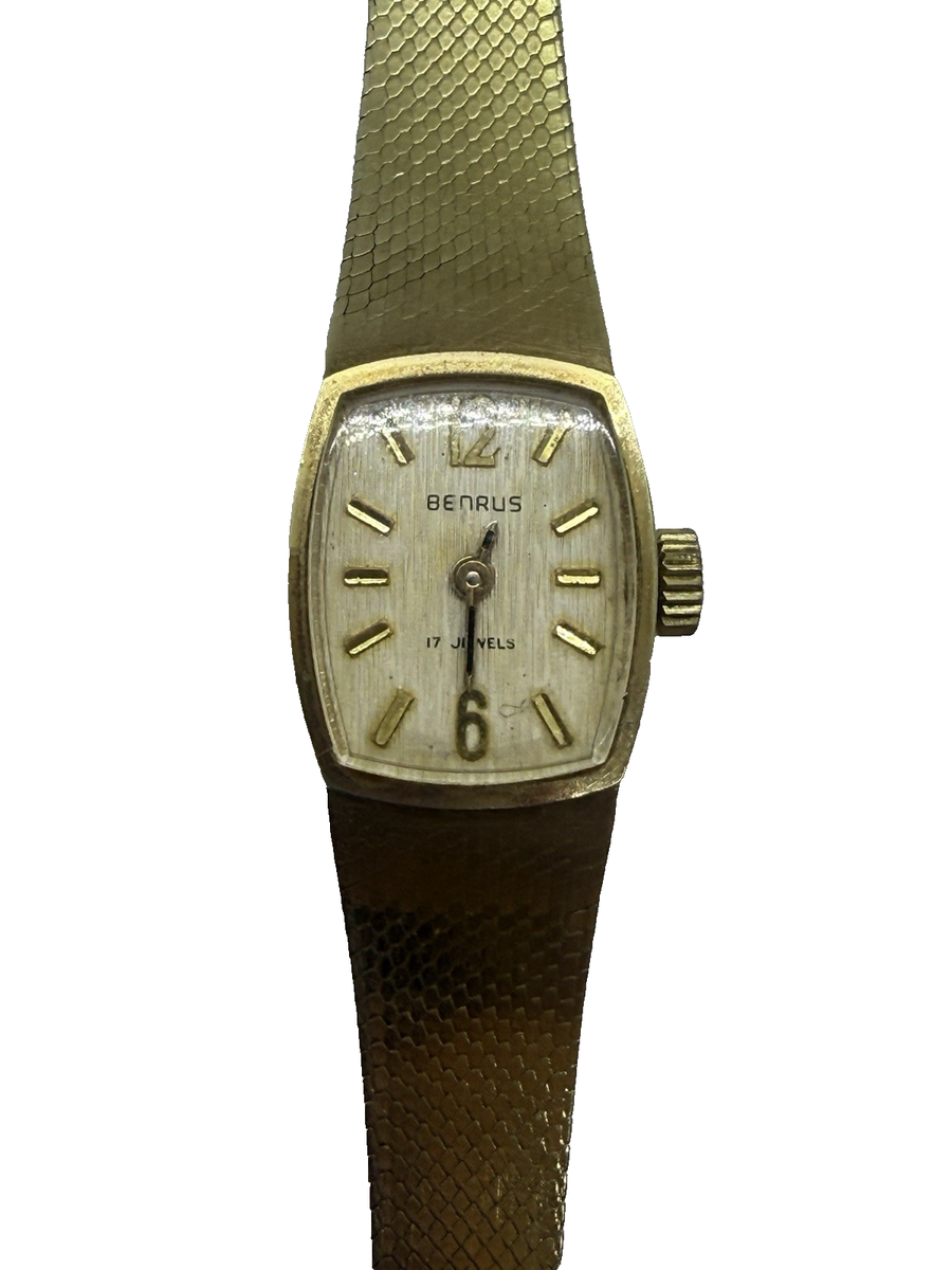 Benrus Women\'s Gold Mesh Bracelet Watch - Goldtone Lady BENRUS Vintage early 90 main image 4