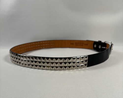 Three Row Pyramid Stud Belt L 38-40 Genuine Leather Studded Belt Punk Goth Biker - Picture 6 of 18