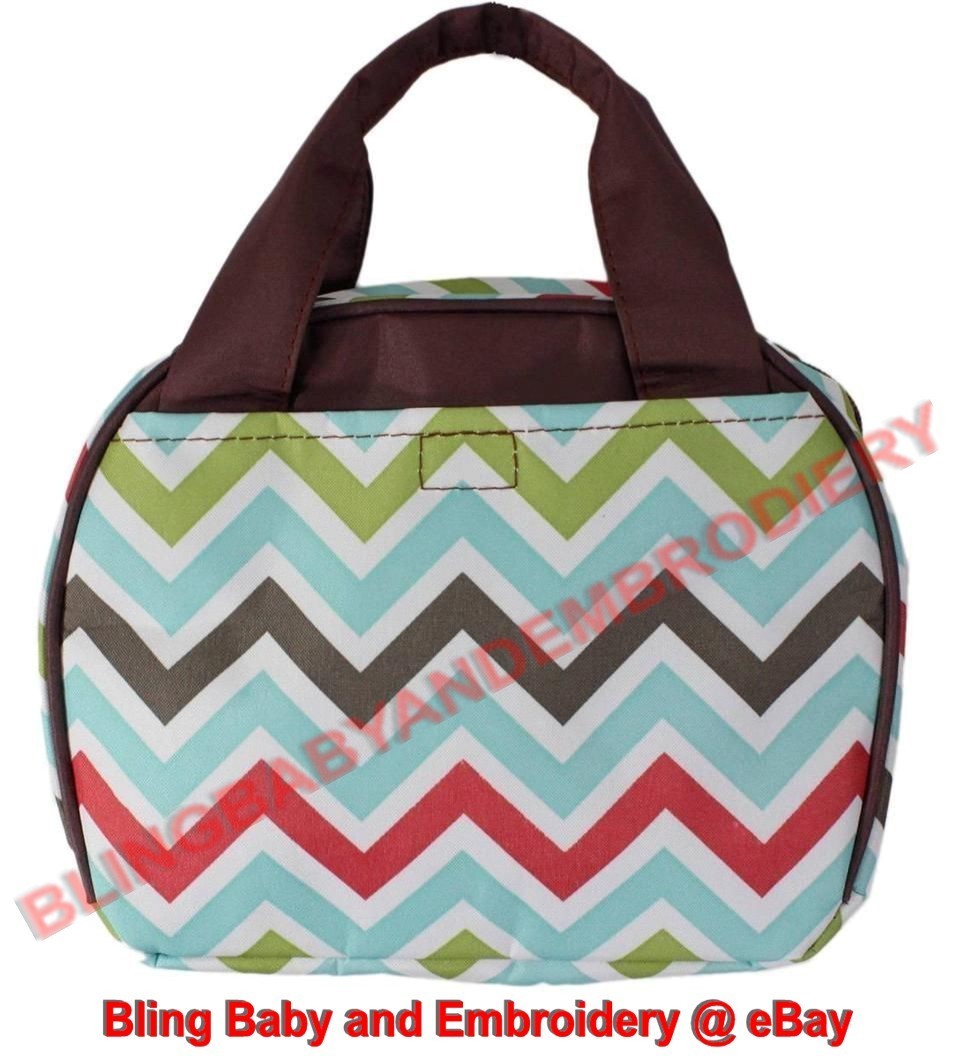 Lunch Tote Bag Cosmetic Chevron Geometric Zebra Damask Leopard Pink Green Camo