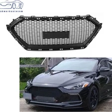 Front Grille For Hyundai Elantra 2017-2018 Matte Black Sedan Honeycomb Style