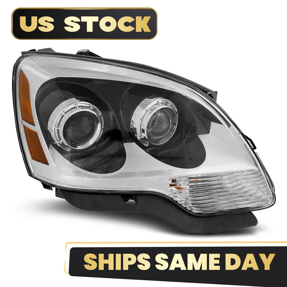 For 2007-2012 GMC Acadia HID Headlight Right Passenger Side Chrome W/O Ballast Foto 2 de 4