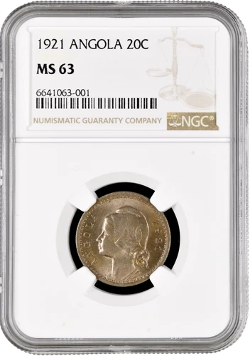 Angola 20 centavos 1921, NGC MS63, "Portuguese colony (1921 - 1974)"