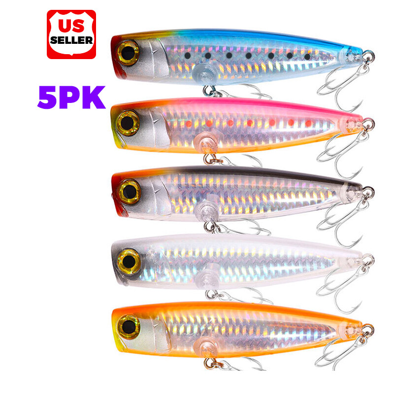 5PCS Topwater Popper 23g/11cm Fishing Lures Floating Bait Bass Crankbait USA