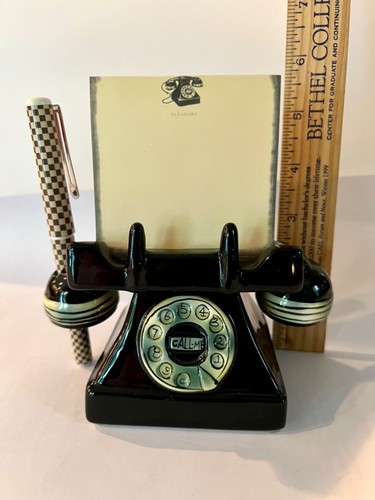 Rotary Note Pad Cute Ceramic Black Rotary Phone w Note Pad & Pen Set Cell Phone Holder ...