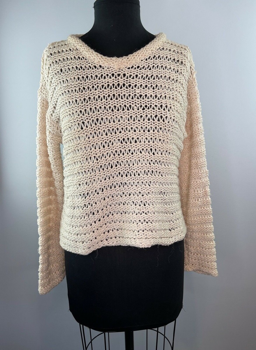 Philosophy Di Alberta Ferretti Beige Open Knit Flowy Sweater US 8 