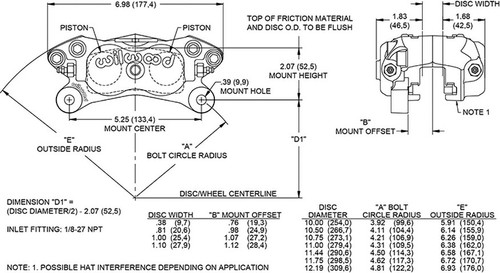 Wilwood 120-14932 Forged Dynalite Internal Universal Lug Mount Caliper 4 Pistons - Afbeelding 2 van 2