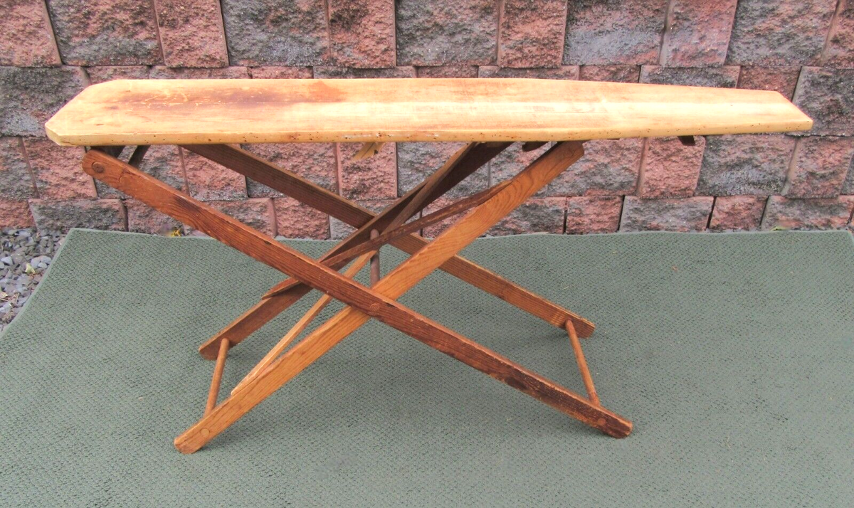 Antique Arts Crafts Vintage Folding Wood Ironing Board - Clothing
