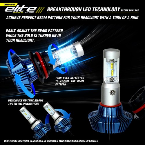 H13 9008 Genssi LED Headlight Conversion Kit 76W 6000K White Elite Light Bulbs - Picture 2 of 8
