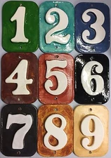 Custom  Tile House Post numbers. 80 glaze options free shipping. Applewood Pot.