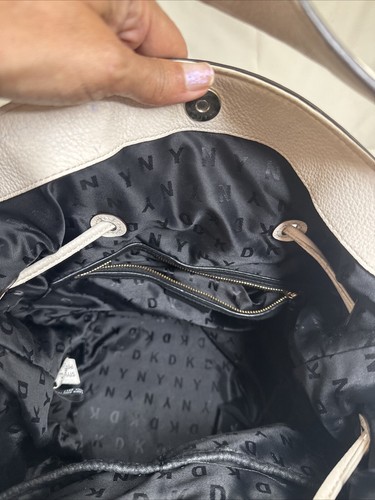 DKNY Beige,Leather Alix Medium Bucket Bag - Picture 9 of 15