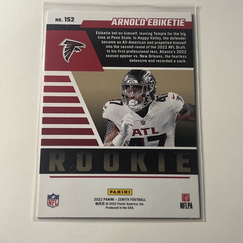 2022 Panini Zenith Arnold Ebiketie ROOKIE RC Red Zone Parallel #152 Falcons - Picture 2 of 2