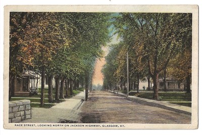 Glasgow Kentucky c1920's Race Street, residence, Jackson Highway, trees