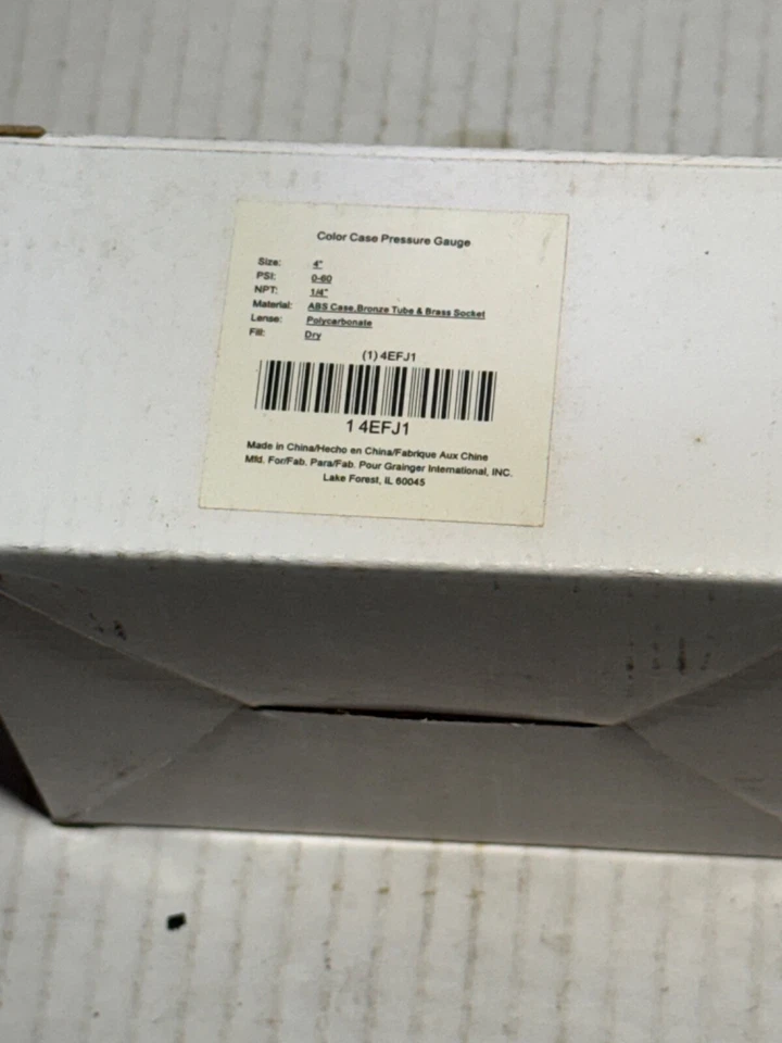 APPROVED VENDOR Industrial Pressure Gauge: Red, 0-60 psi, 4 in Dial, 1/4 in NPT - Image 3 of 4