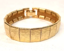 Women's Vintage Emmons Bracelet Brushed Gold Tone Metal 7" X 1/2" Signed