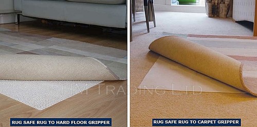 Rug To Carpet Gripper / Rug To Hard Wooden Floor Safe Non Slip Anti Skid Mat - Picture 3 of 6
