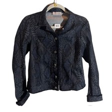 Lola & Sophie New York Women's Black Snake Print Cotton Jacket Sz S Made In Usa